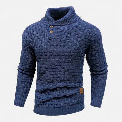 Jasper | Herren Strickpullover mit Knopfleiste – Klassischer Winterpullover in Solider Farbe