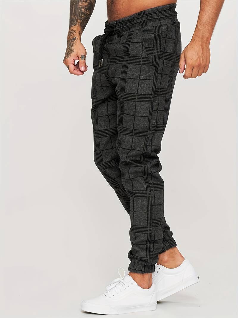 Henry | Herren Jogginghose mit Karomuster | Bequeme Freizeithose mit Kordelzug