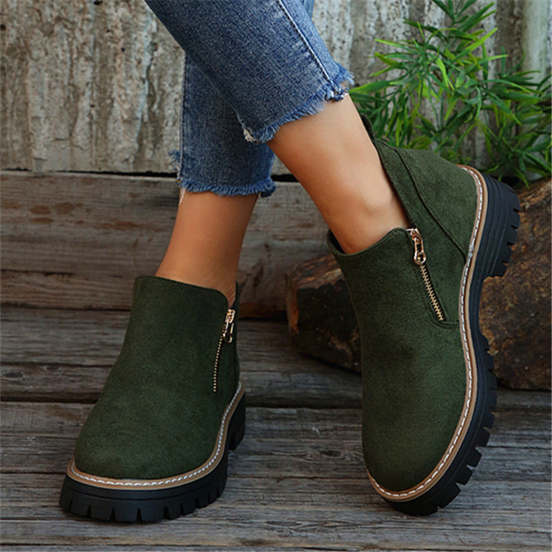 Damen Stiefeletten mit Reißverschluss | Stylische Winter-Boots mit robuster Sohle