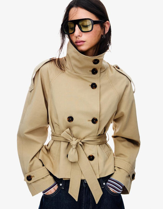 Kurztrenchcoat Damen mit Taillengürtel | Eleganter Style & Vielseitiger Wetterschutz