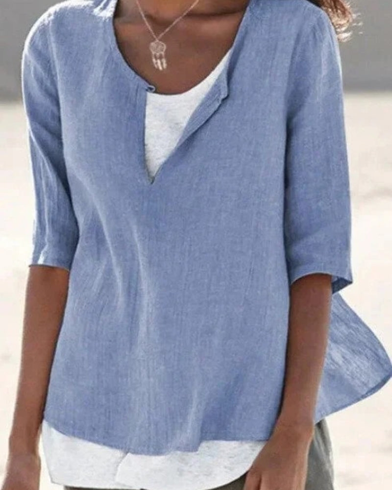 Damen Sommerbluse mit Lagenoptik – Leichte Bluse für Alltag, Freizeit und gepflegte Sommerlooks