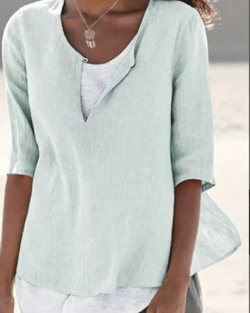Damen Sommerbluse mit Lagenoptik – Leichte Bluse für Alltag, Freizeit und gepflegte Sommerlooks