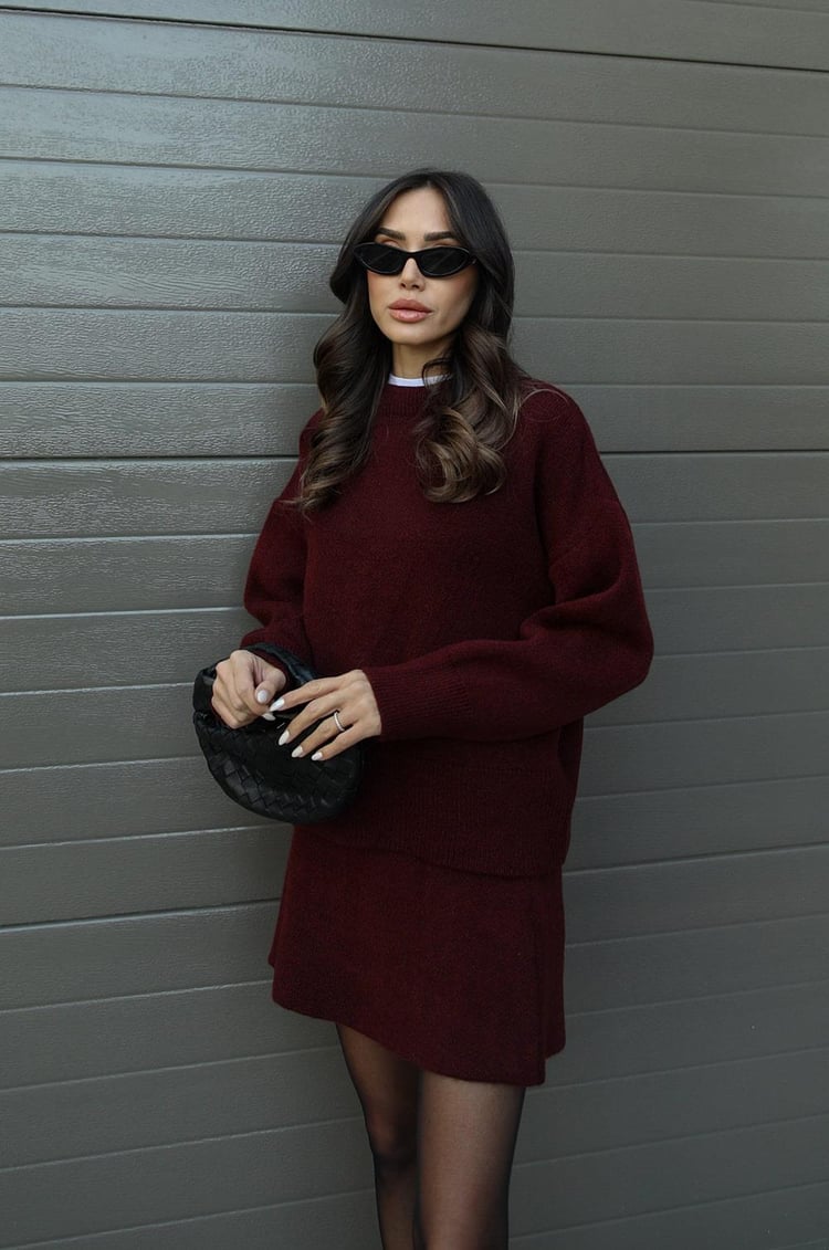 Damen Strick-Set aus Pullover & Minirock | Moderner Cozy-Look für Stil & Komfort
