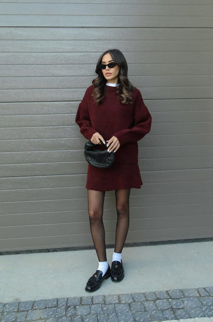 Damen Strick-Set aus Pullover & Minirock | Moderner Cozy-Look für Stil & Komfort