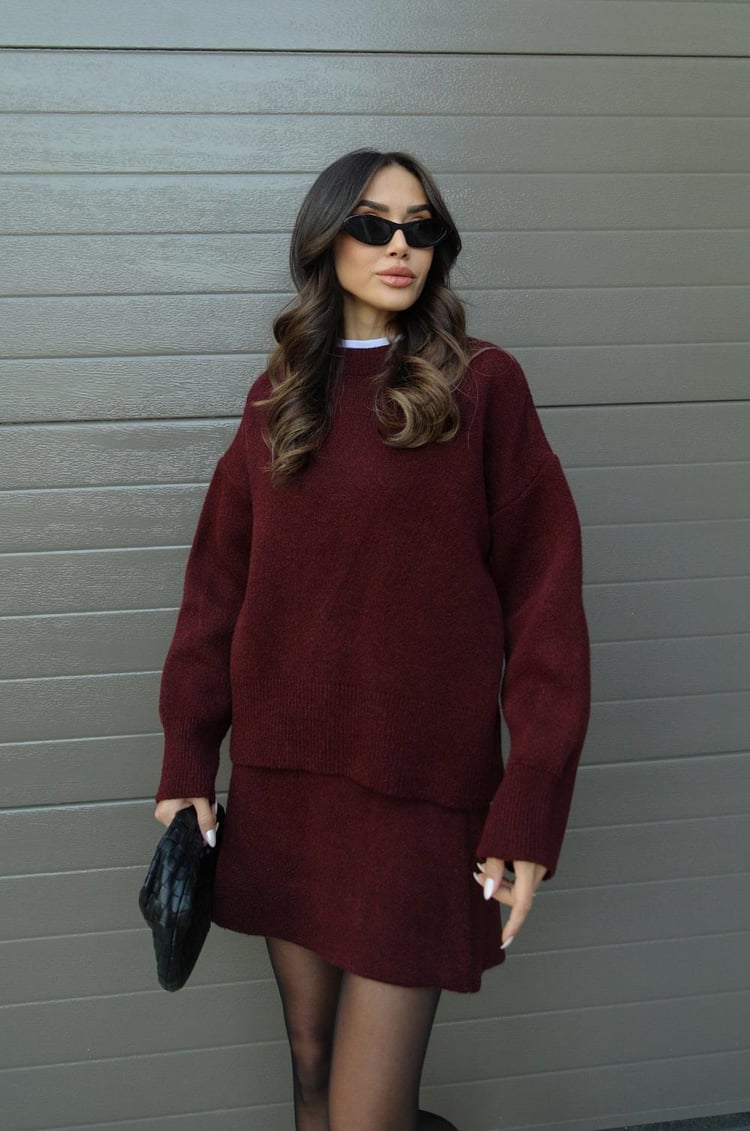 Damen Strick-Set aus Pullover & Minirock | Moderner Cozy-Look für Stil & Komfort