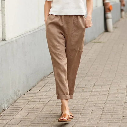 Damen Leinen-Baumwollhose – Weite Sommerhose mit Komfort & Stil