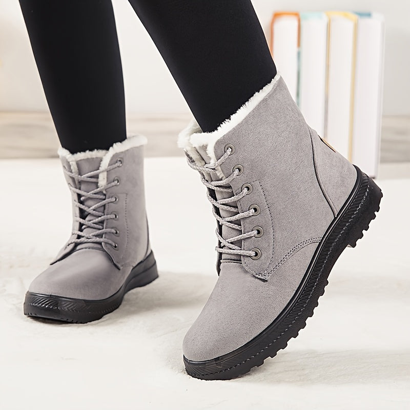 Celmaria | Damen Winterstiefel mit Schnürung, Flacher Sohle & Warmem Innenfutter