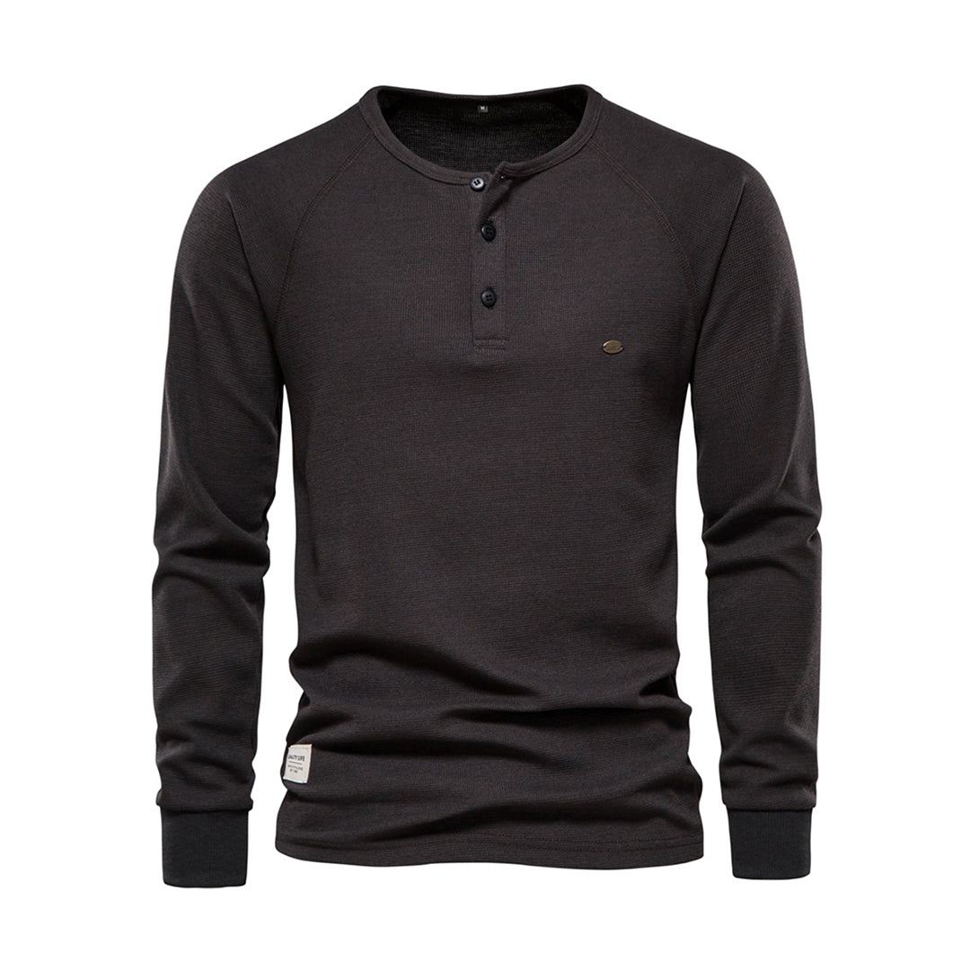 Herren Henley Langarmshirt mit Knopfleiste | Lässig, Atmungsaktiv & Vielseitig