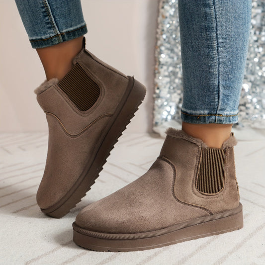 Cedoria | Damen Winterstiefel Slip-On mit Elastischen Seitenteilen & Warmem Innenfutter