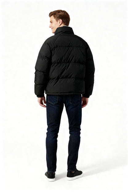 Herren | Gefütterte Fleece-Pufferjacke mit Kapuze – Warm & Stylisch