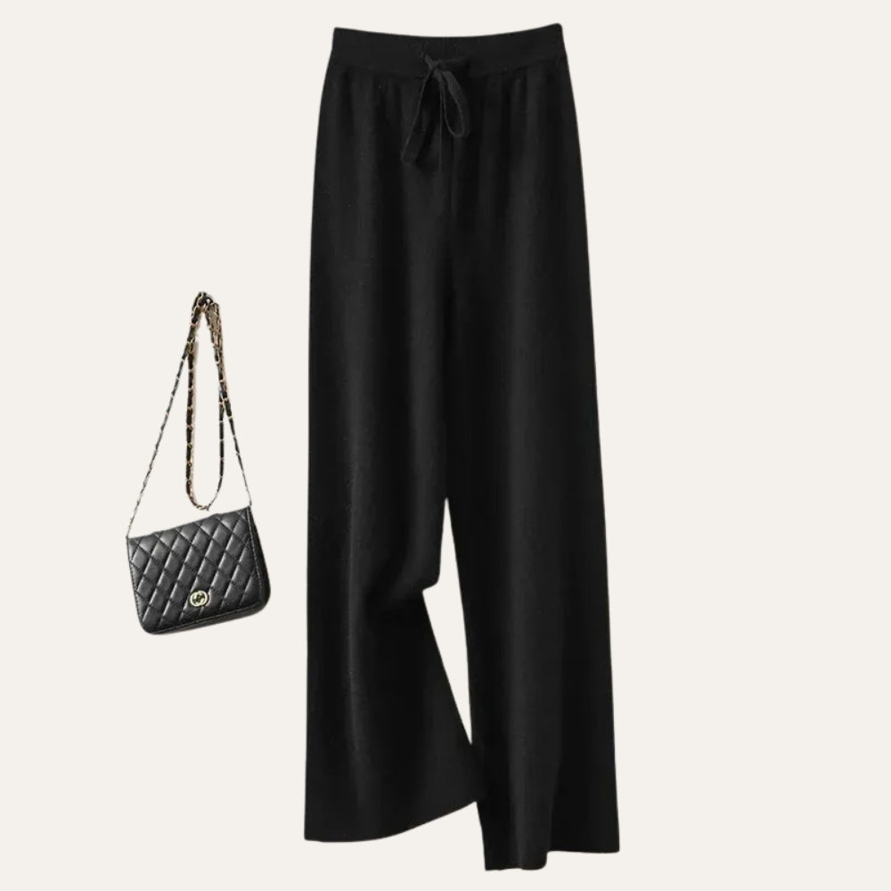 Damen Wollhose mit weitem Bein aus Merinowolle – Komfort Hose für Alltag und kühle Tage