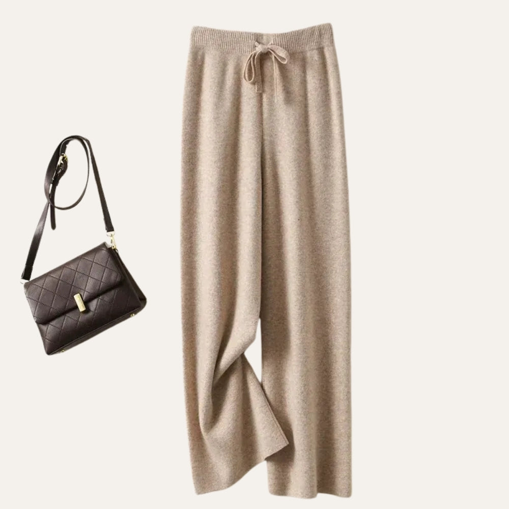 Damen Wollhose mit weitem Bein aus Merinowolle – Komfort Hose für Alltag und kühle Tage