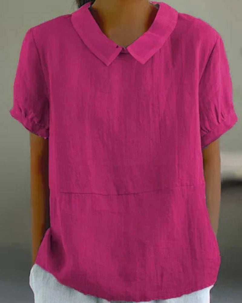 Damenbluse mit klassischem Kragen und Kurzarm – Zeitlose Bluse für Alltag, Arbeit und Freizeit