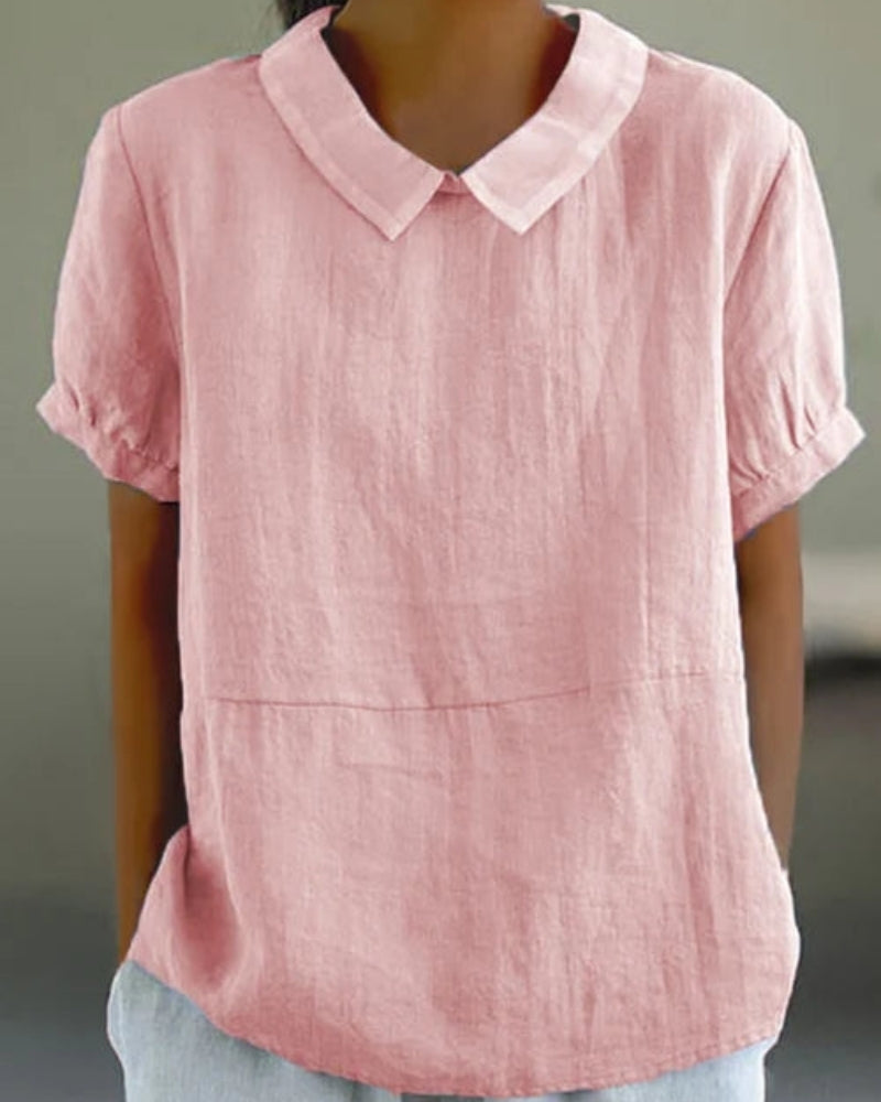 Damenbluse mit klassischem Kragen und Kurzarm – Zeitlose Bluse für Alltag, Arbeit und Freizeit