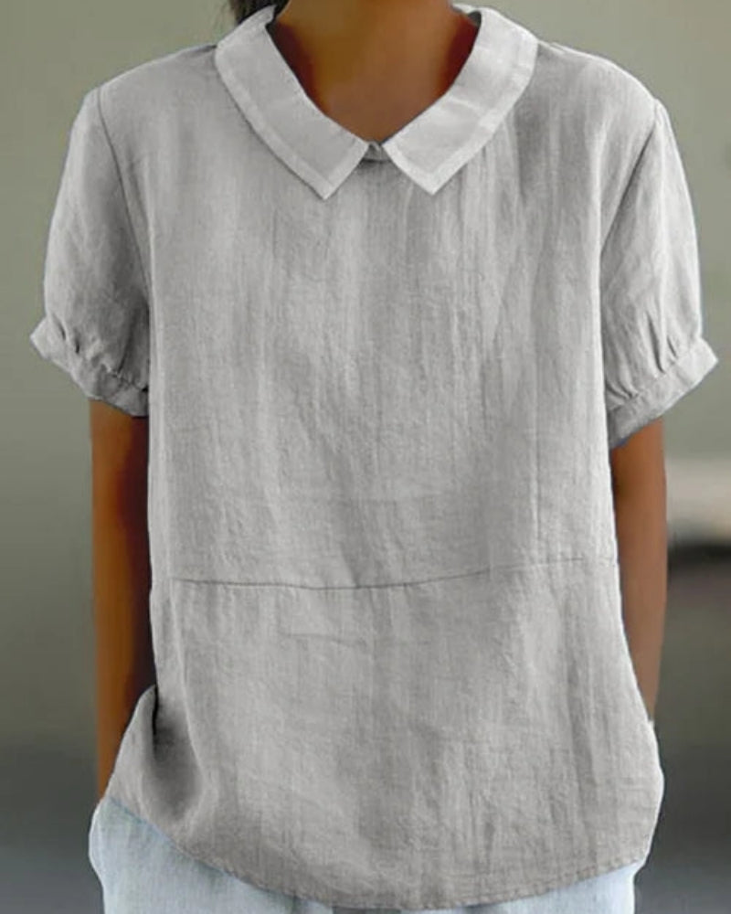 Damenbluse mit klassischem Kragen und Kurzarm – Zeitlose Bluse für Alltag, Arbeit und Freizeit