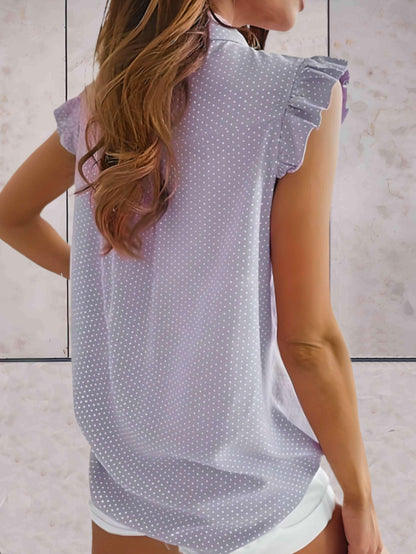 Arlina | Damen Bluse mit Polka Dots, Rüschenärmeln und Schleifenkragen