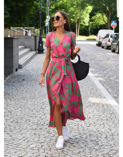 Wickel-Midikleid mit V-Ausschnitt – Feminin, Leicht & Sommerlich