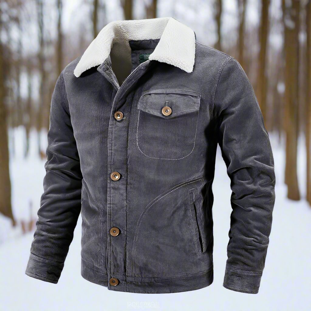 Newton | Herren Cordjacke im klassischen Fit mit Shearling-Kragen, Knöpfen & Taschen