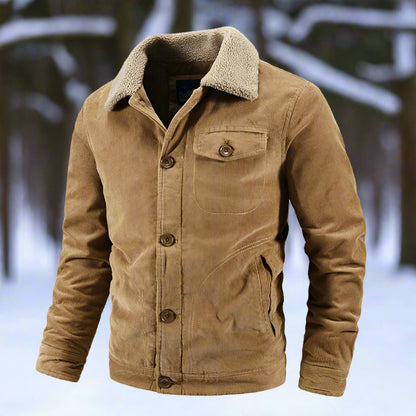 Newton | Herren Cordjacke im klassischen Fit mit Shearling-Kragen, Knöpfen & Taschen