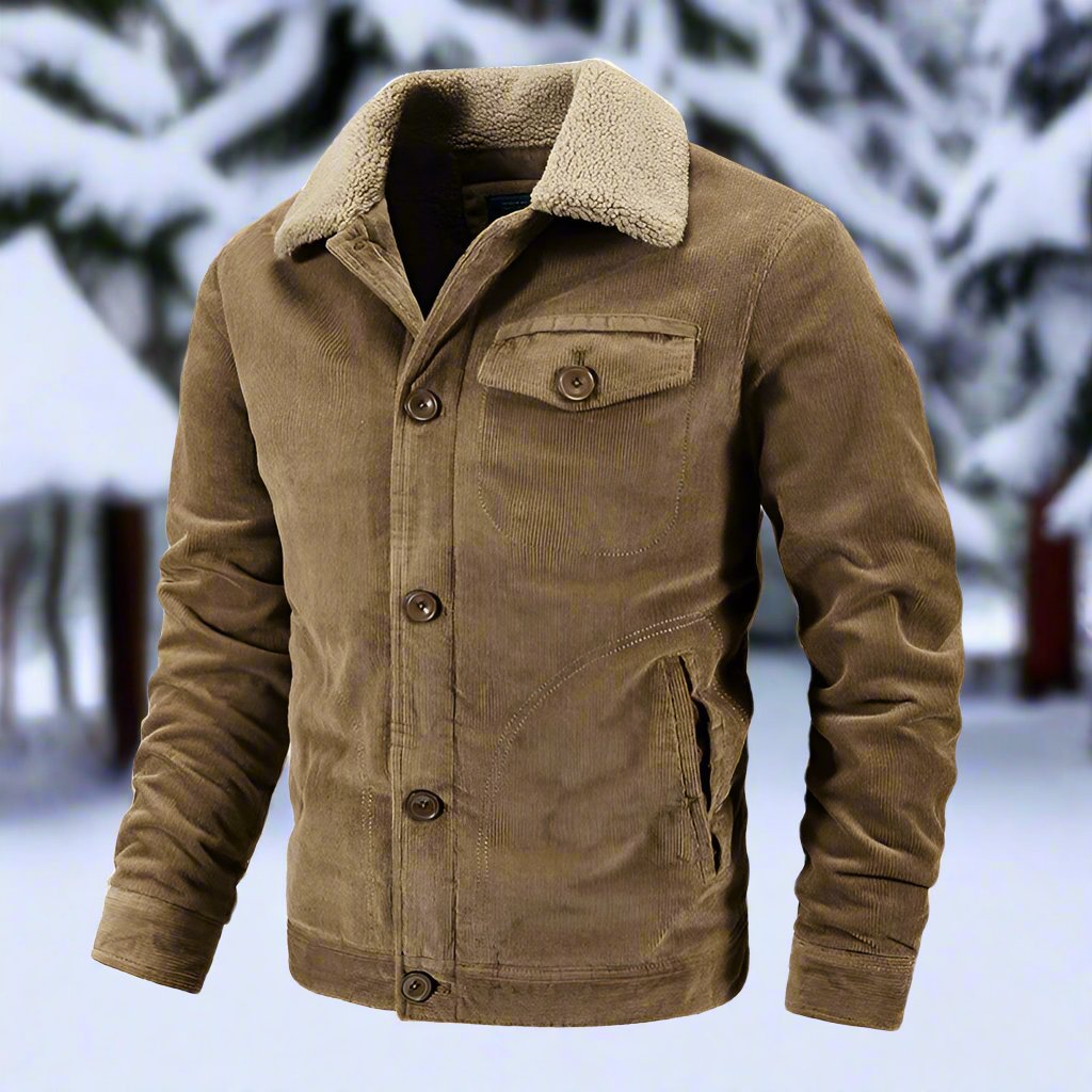Newton | Herren Cordjacke im klassischen Fit mit Shearling-Kragen, Knöpfen & Taschen