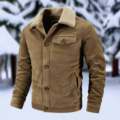 Newton | Herren Cordjacke im klassischen Fit mit Shearling-Kragen, Knöpfen & Taschen
