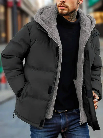 Ludrich | Herren Puffer Winterjacke mit Kapuze, wasserabweisend, Fleece gefüttert & Outdoor Design