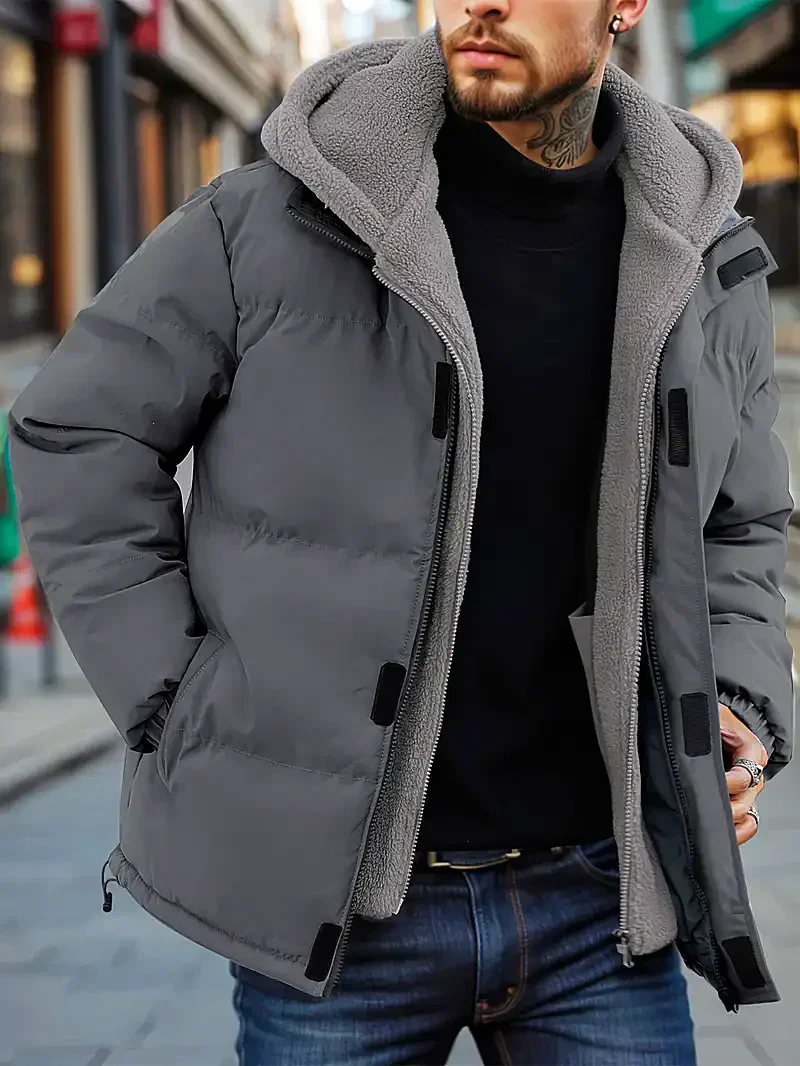 Ludrich | Herren Puffer Winterjacke mit Kapuze, wasserabweisend, Fleece gefüttert & Outdoor Design