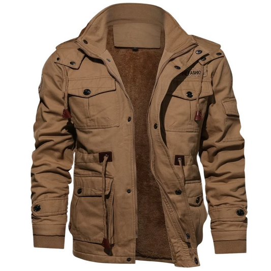 Fabrius | Herren Bomberjacke mit Baumwoll-Obermaterial, Fleece-Futter, Kapuze & verstellbarer Taille