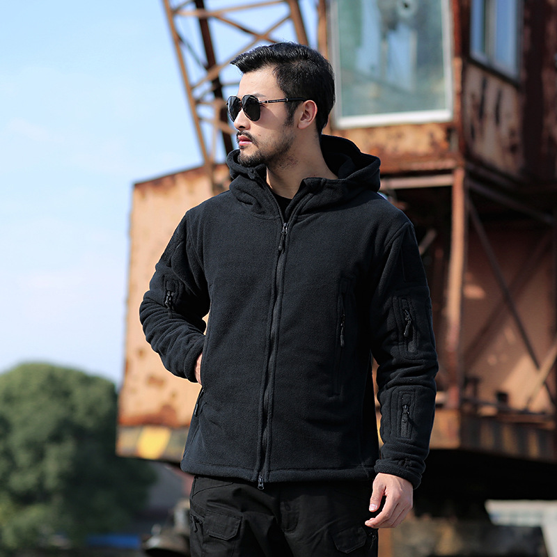 Evandric | Herren Jacke Relaxed Fit mit Kapuze, Fleece, Reißverschluss & Multi-Taschen