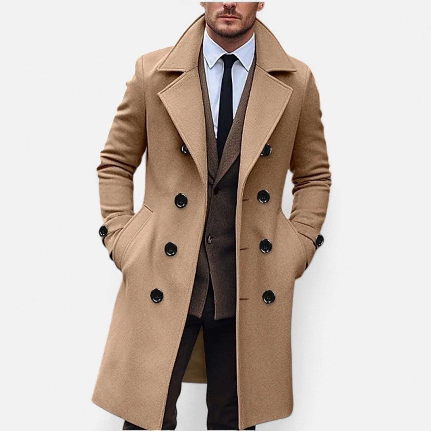 Herren Strukturierter Mantel mit Klassischem Revers – Stilvoll, Warm & Vielseitig für Herbst & Winter