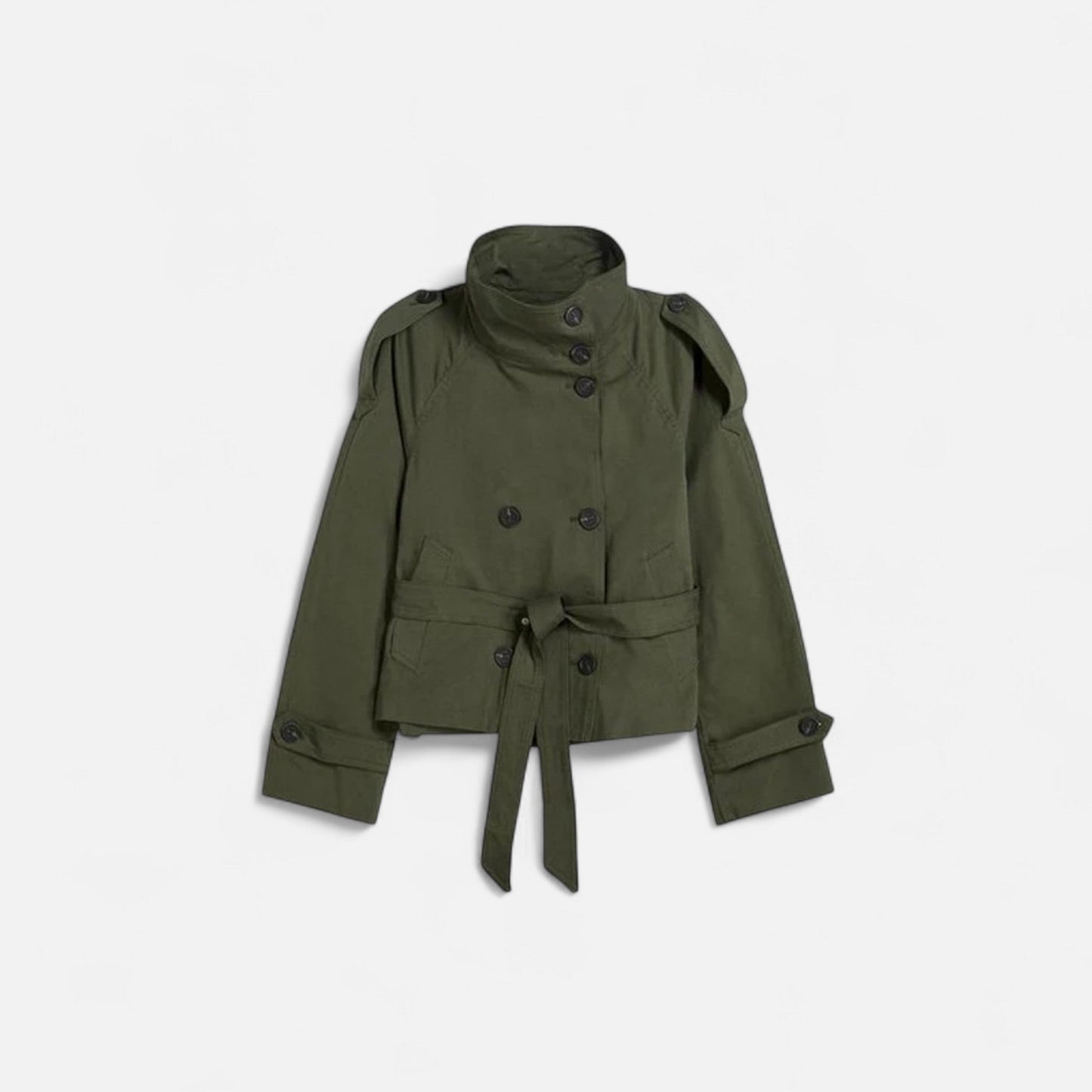 Elegante Damen Kurzjacke mit Stehkragen & Bindegürtel – Stilvoll & Feminin für Alltag & Büro
