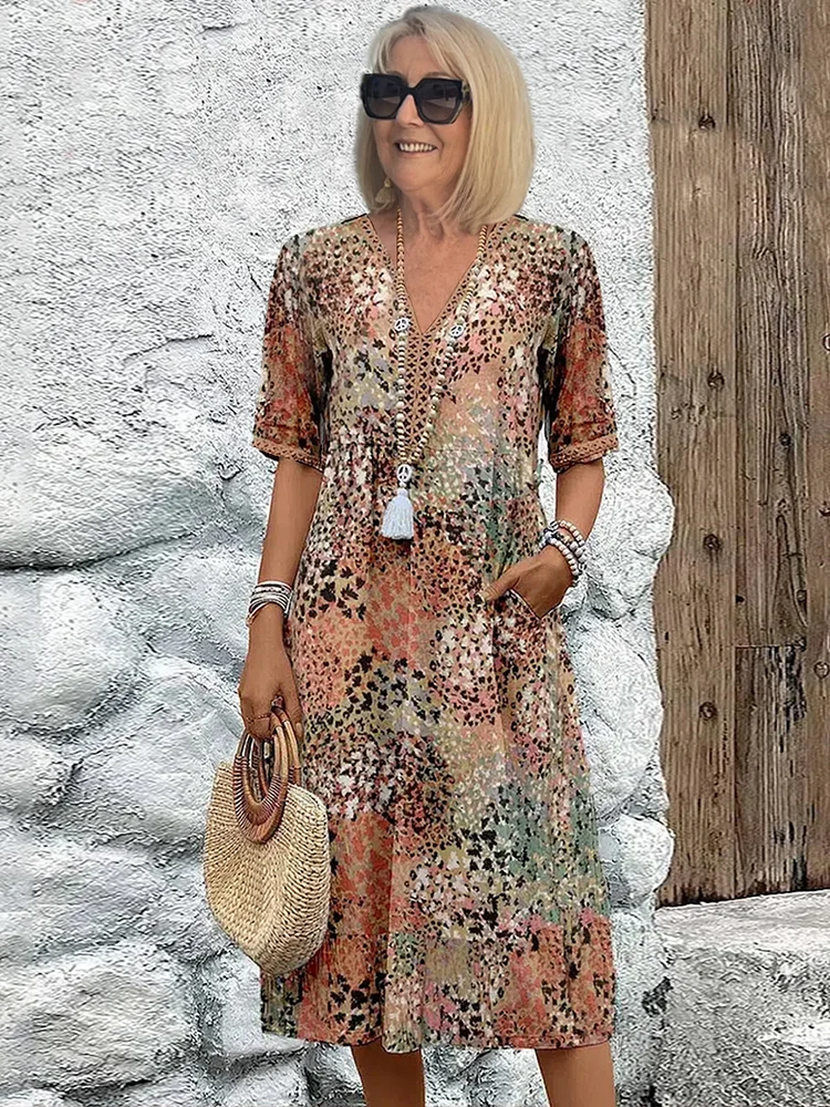 Damen Midi-Blumenkleid – Elegantes Sommerkleid mit Femininer Silhouette