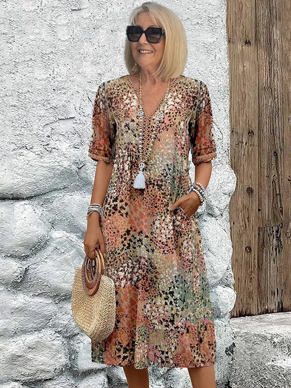 Damen Midi-Blumenkleid – Elegantes Sommerkleid mit Femininer Silhouette