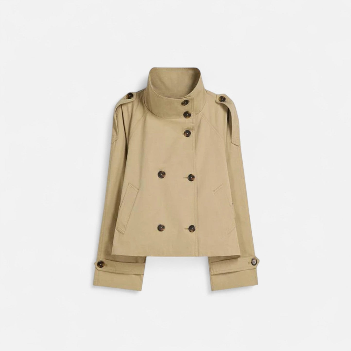 Elegante Damen Kurzjacke mit Stehkragen & Bindegürtel – Stilvoll & Feminin für Alltag & Büro