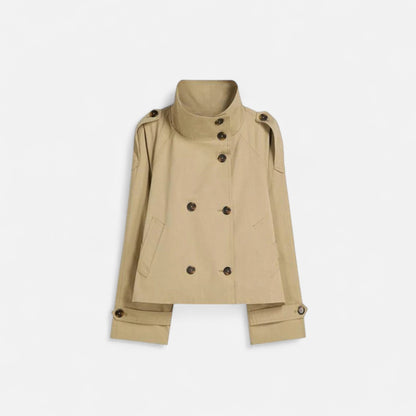 Elegante Damen Kurzjacke mit Stehkragen & Bindegürtel – Stilvoll & Feminin für Alltag & Büro