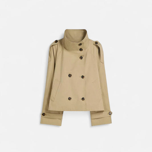 Elegante Damen Kurzjacke mit Stehkragen & Bindegürtel – Stilvoll & Feminin für Alltag & Büro
