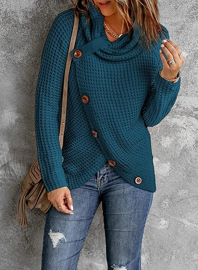 Milandra | Damen Strickpullover, Relaxed Fit mit asymmetrischem Oversize-Design & Rollkragen