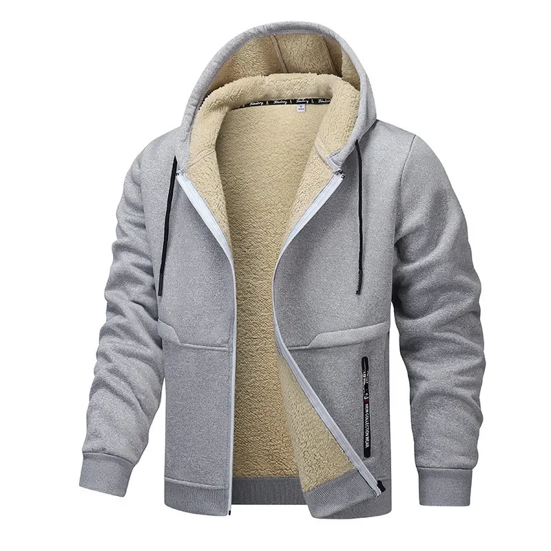 Maxilon – Herren Fleece Hoodie Jacke mit Sherpa-Futter, Relaxed Fit & Kapuze, warme Übergangsjacke mit Reißverschluss