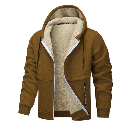 Maxilon – Herren Fleece Hoodie Jacke mit Sherpa-Futter, Relaxed Fit & Kapuze, warme Übergangsjacke mit Reißverschluss
