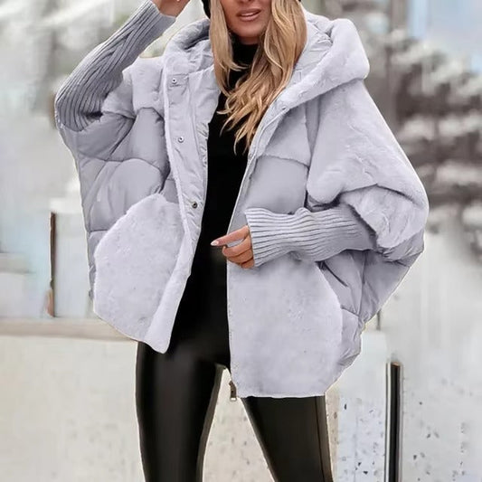 Mirelda | Damen Pufferjacke Oversized Fit, Stepp-Design mit Kapuze & Rippbündchen