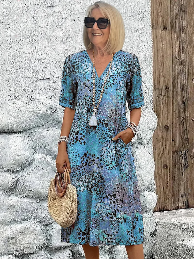 Damen Midi-Blumenkleid – Elegantes Sommerkleid mit Femininer Silhouette