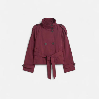 Elegante Damen Kurzjacke mit Stehkragen & Bindegürtel – Stilvoll & Feminin für Alltag & Büro