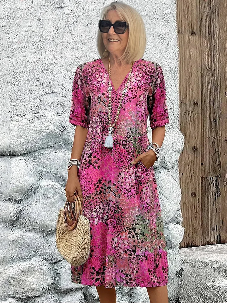 Damen Midi-Blumenkleid – Elegantes Sommerkleid mit Femininer Silhouette
