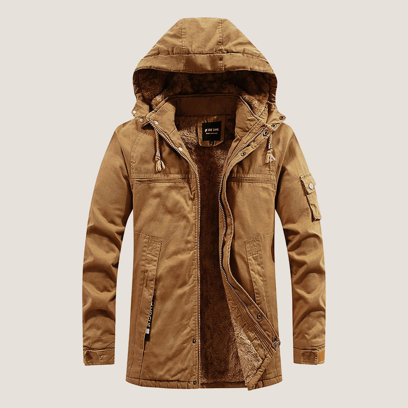Maxarion | Herren Winterjacke mit Kapuze, Sherpa-Futter, Relaxed Fit & Reißverschluss, warme Übergangsjacke mit Taschen