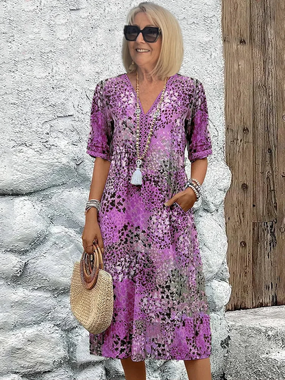 Damen Midi-Blumenkleid – Elegantes Sommerkleid mit Femininer Silhouette