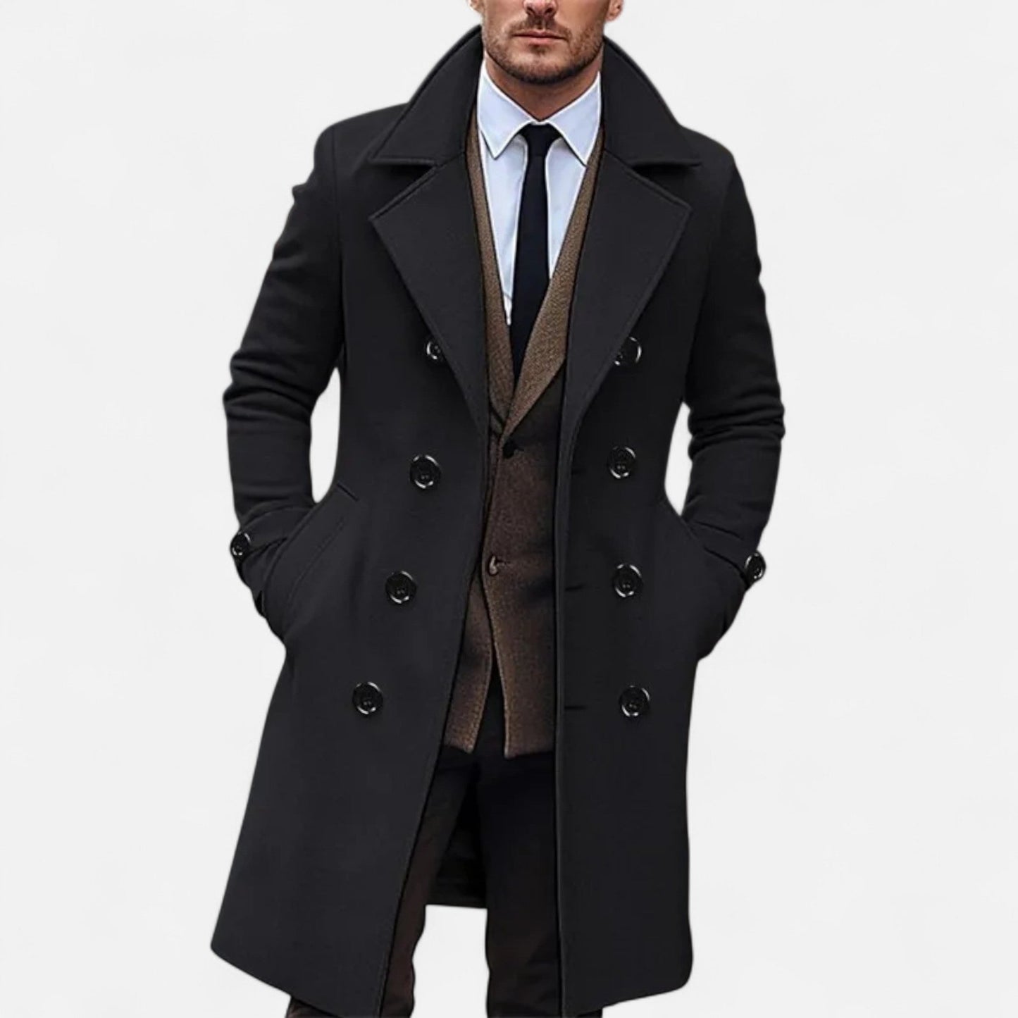 Herren Strukturierter Mantel mit Klassischem Revers – Stilvoll, Warm & Vielseitig für Herbst & Winter