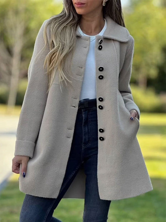 Novalie | Damen Mantel im Woll-Look, tailliert & mittellang mit klassischer Knopfleiste