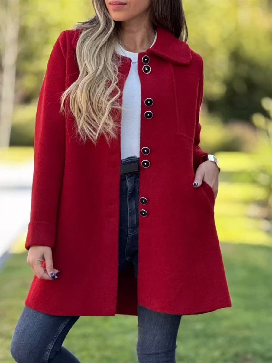 Novalie | Damen Mantel im Woll-Look, tailliert & mittellang mit klassischer Knopfleiste
