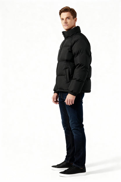Herren | Gefütterte Fleece-Pufferjacke mit Kapuze – Warm & Stylisch