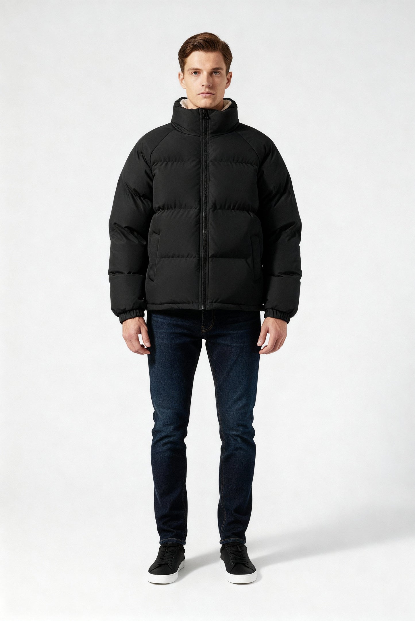 Herren | Gefütterte Fleece-Pufferjacke mit Kapuze – Warm & Stylisch
